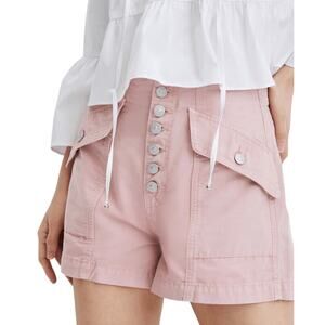 Veronica Beard Robbie Shorts Rosewood Pink Button Front Flap Pocket 26 USA Made